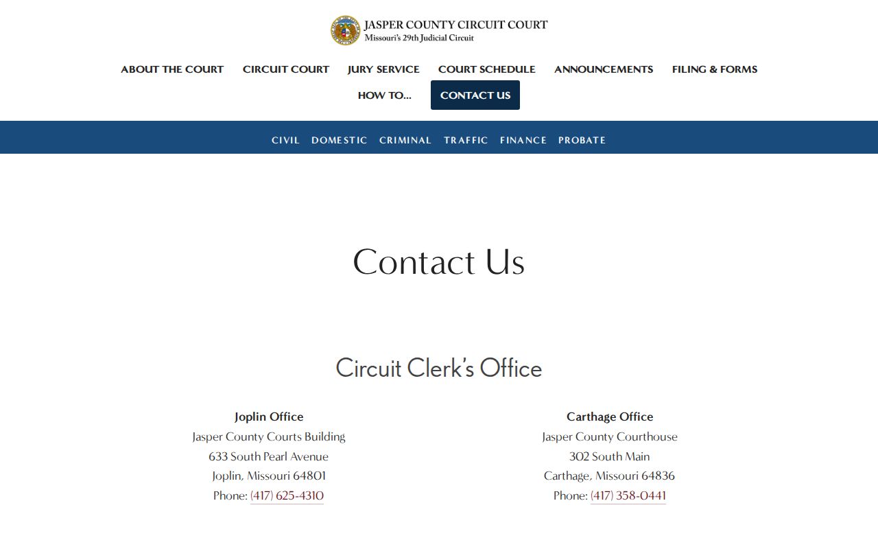Jasper County Detention Center release court record contacts