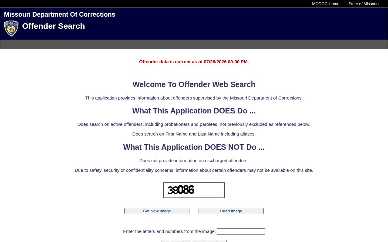 Jasper County post-release supervision search on the Missouri DOC active portal